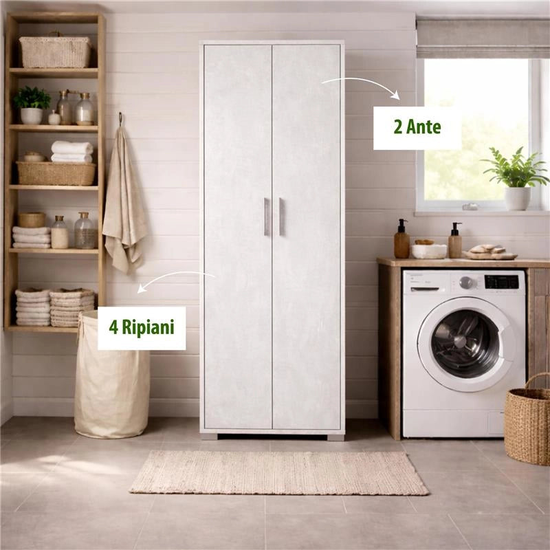 ARMADI DA ARREDO CON 2 ANTE DIMENSIONI 199X71X41 CM COLORE OSSIDO BIANCO