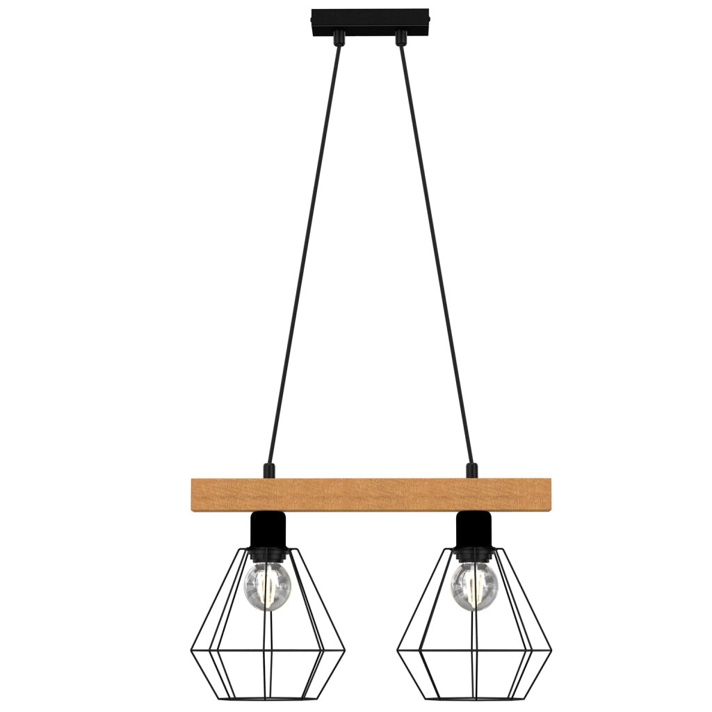 Lampada a sospensione Luminex Vastra legno 2xE27 46cm