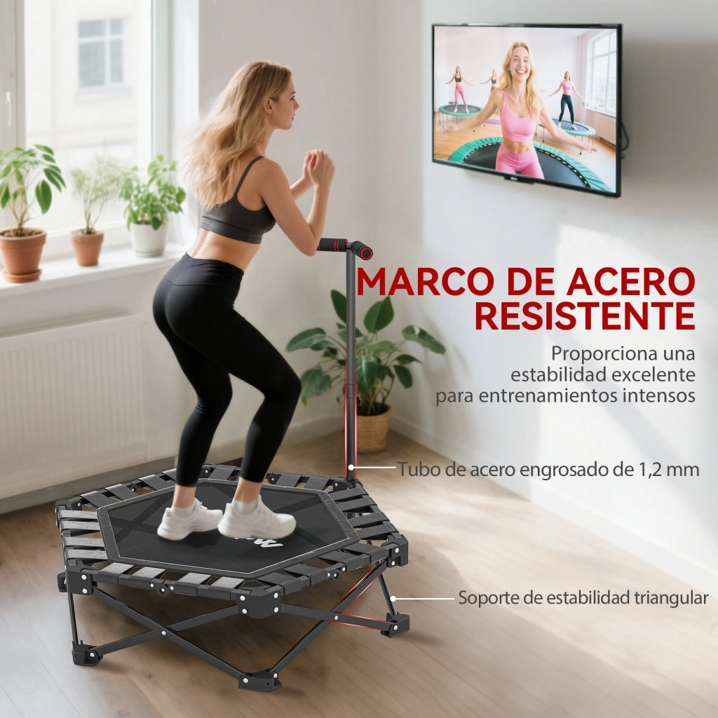 Trampolino Fitness Pieghevole ¨C Xylo ¨C 104x104x114 cm con Manubrio Regolabile e Borsa