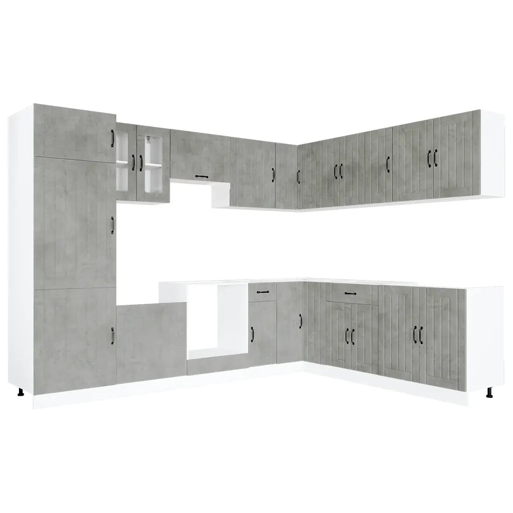 Set Mobili da Cucina 14 pz Lucca Grigio Cemento in Truciolato 3314985