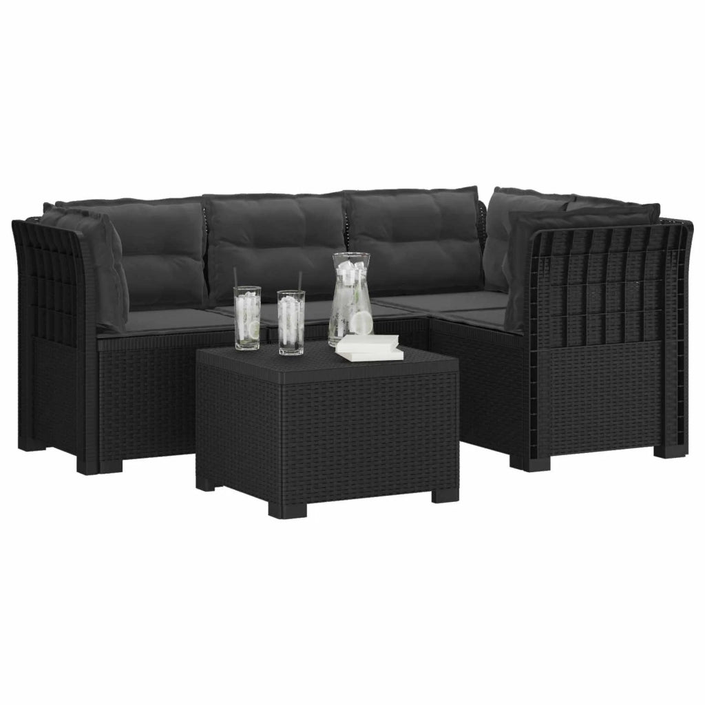 Divano da giardino 4 posti con cuscini aspetto rattan PP 3444015