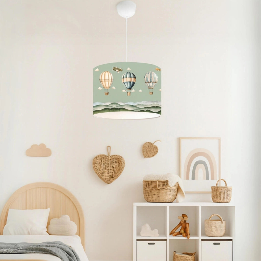 Lampada a Sospensione Rugby per Cameretta Paralume Verde Design Mongolfiere lux.pro