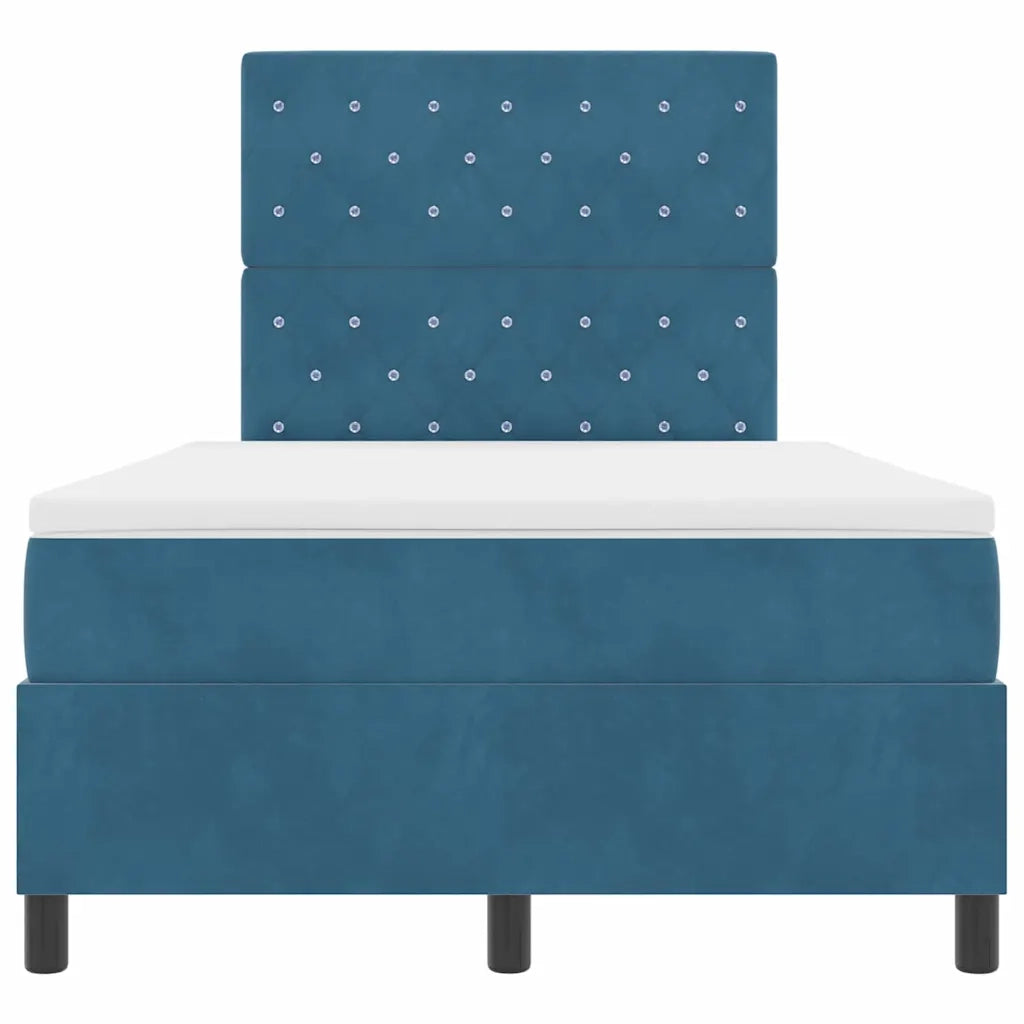 Letto a Sorgente LED Blu Scuro 120 x 200 cm Velluto 3343242