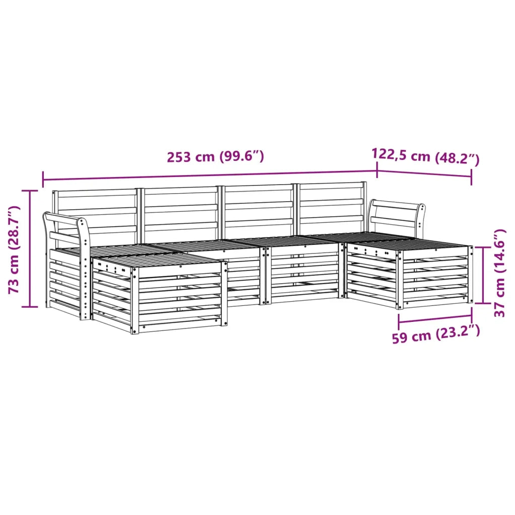 Set divani 6 pcs Naturale Legno di Acacia Massello 3375249