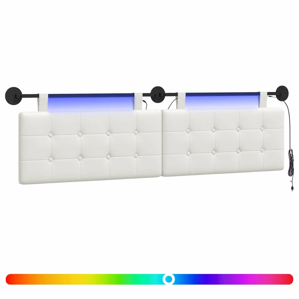 Testiera sospesa Con luce LED Bianco Similpelle