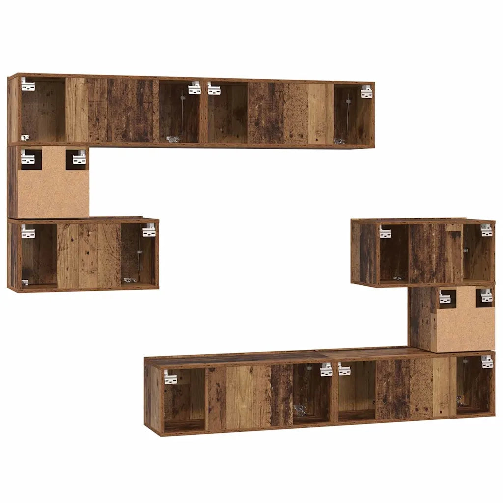 Set mobile TV 8 pcs Legno vecchio Legno multistrato 3393216