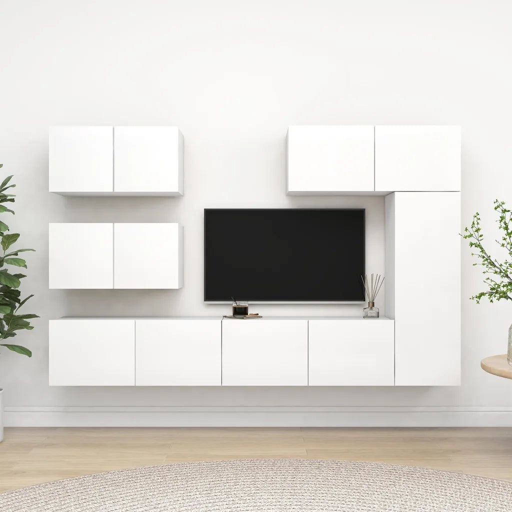 Set di Mobili Porta TV 6 pz Bianco in Legno Multistrato 3078715