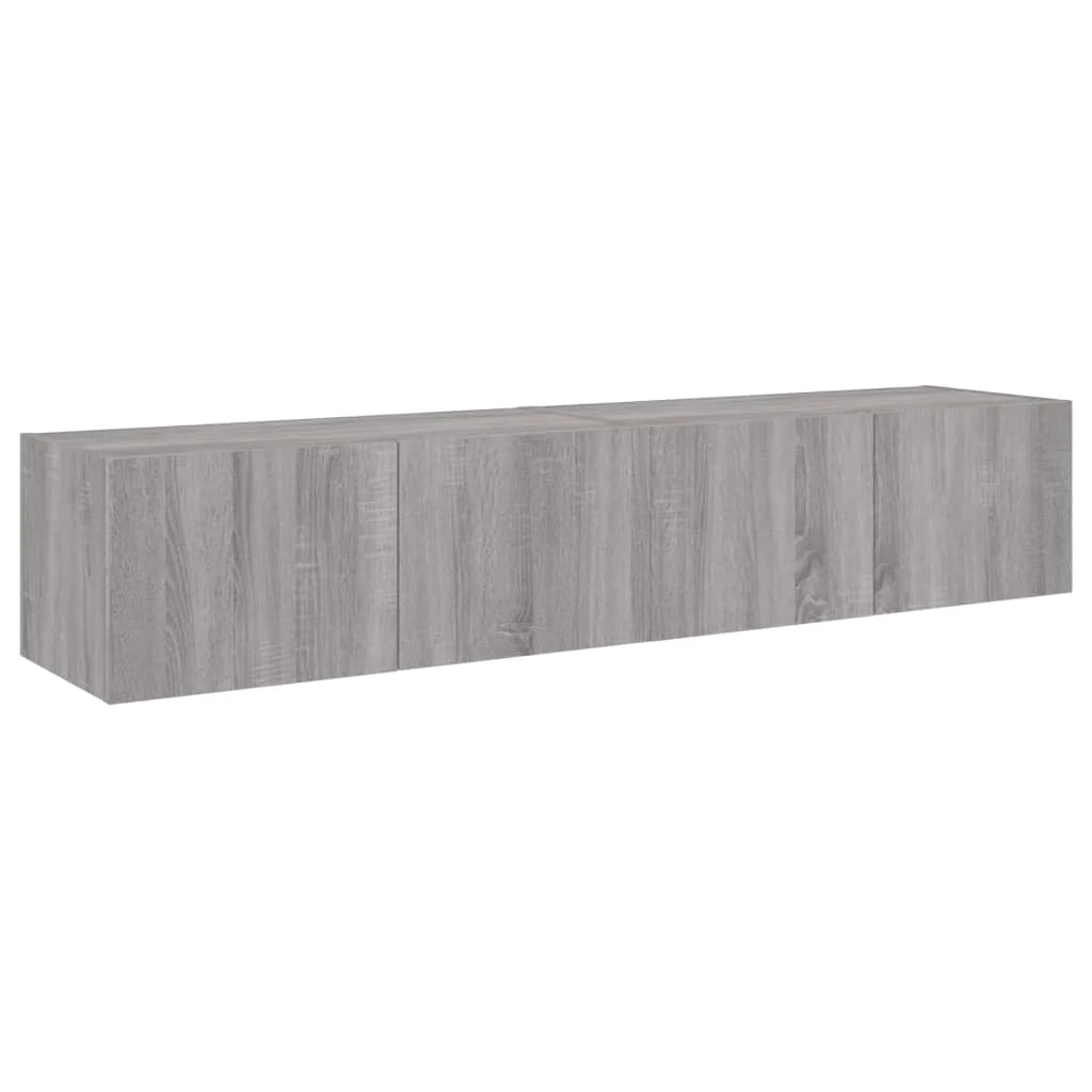 Mobile TV multimediale da parete mensola TV credenza mobile TV sala da pranzo soggiorno camera da letto e luci LED 2 pezzi Sonoma 80 x 35 x 31 cm grigio 02_0029156