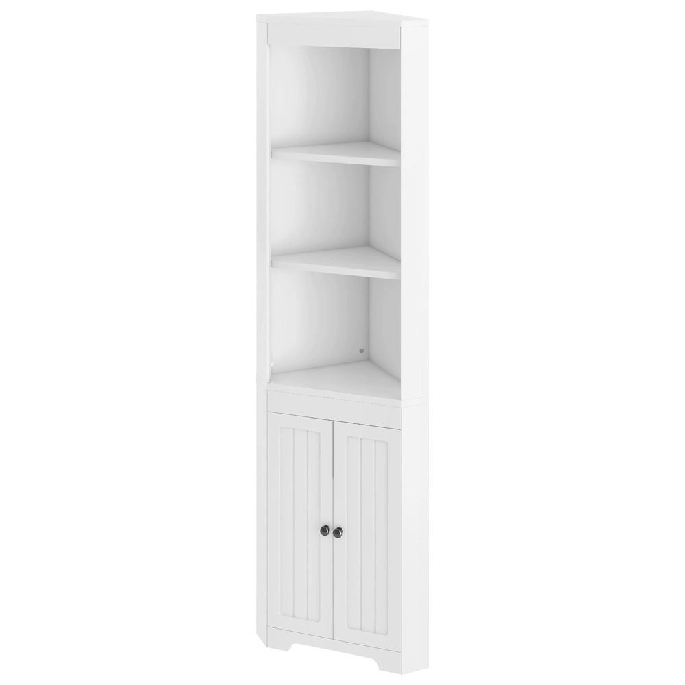 Armadio per bagno alto - Xylo - Bianco, tre scomparti, porte resistenti all'umidit??, scaffali scorrevoli