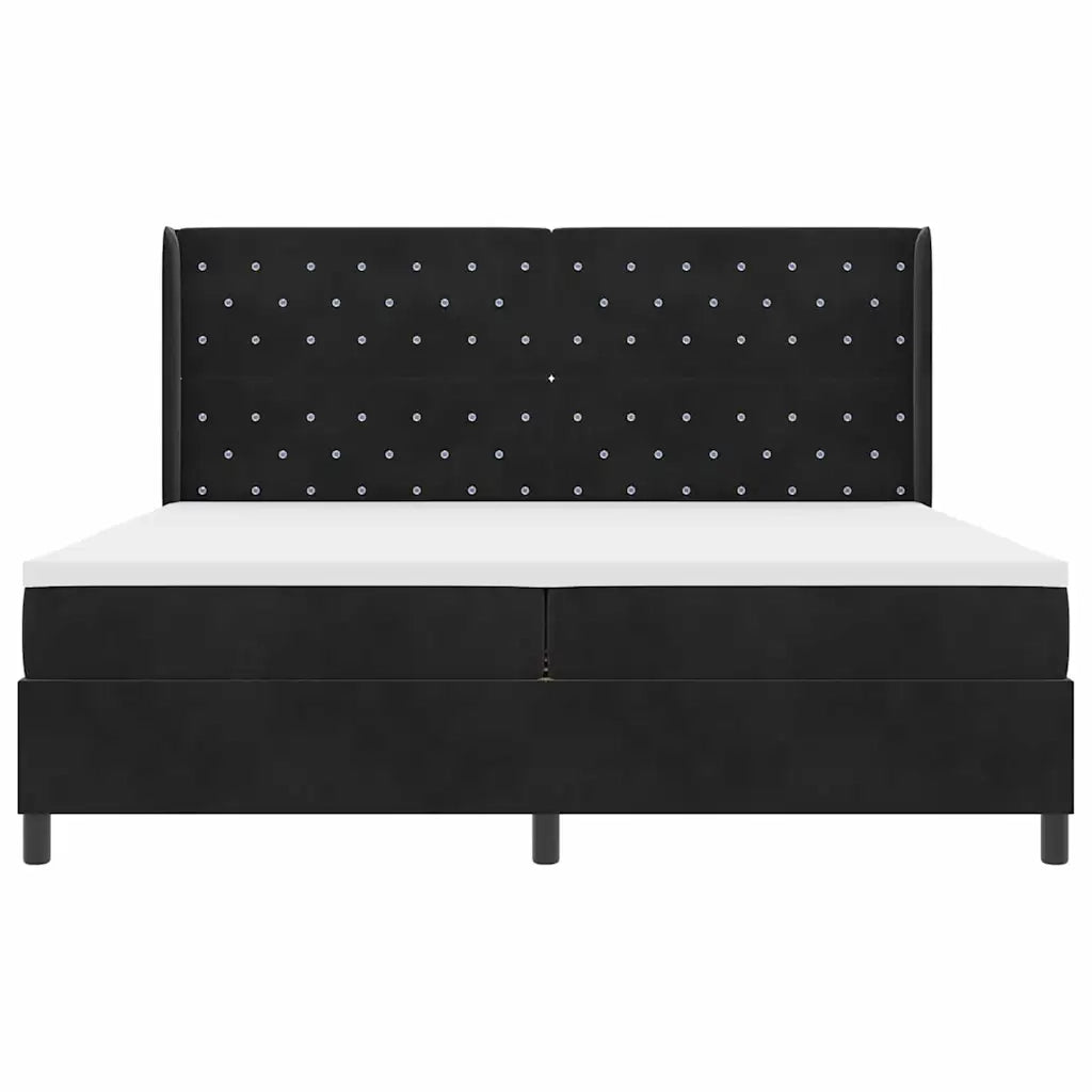 Letto a molle con materasso con led Nero 200 x 200 cm Velluto 3343834