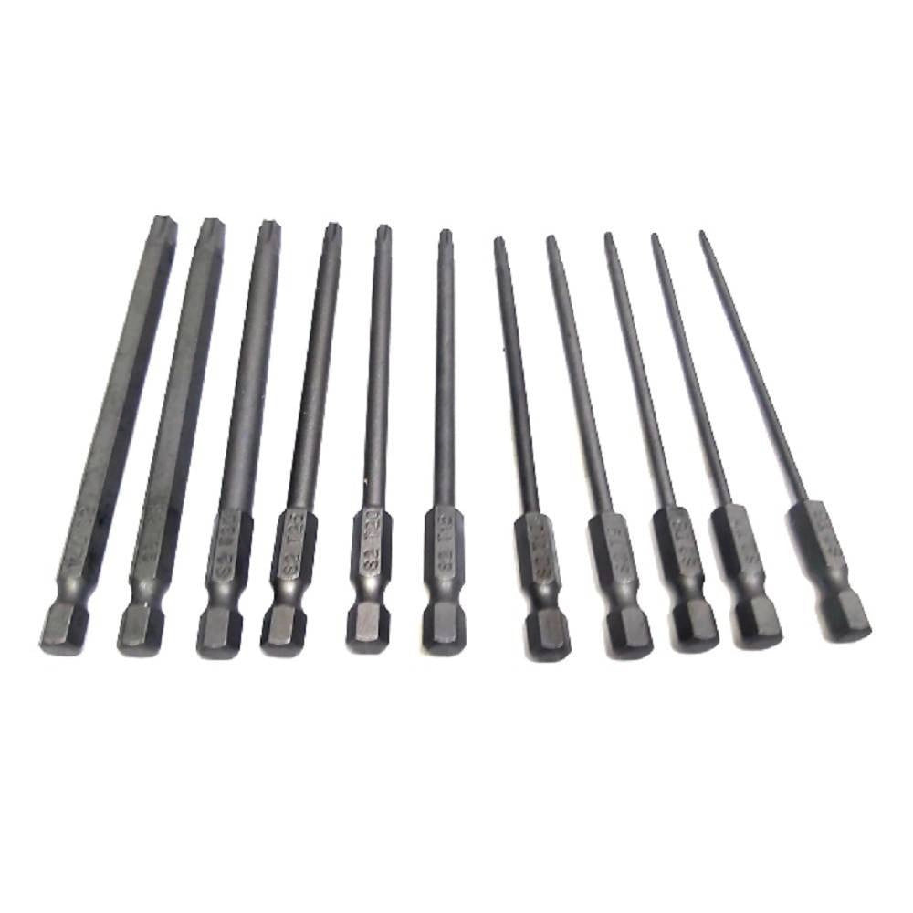 Trade Shop - Set 11 Inserti Da T6 A T40 100mm Cacciaviti Torx Per Avvitatore Esagonale 1/4" -