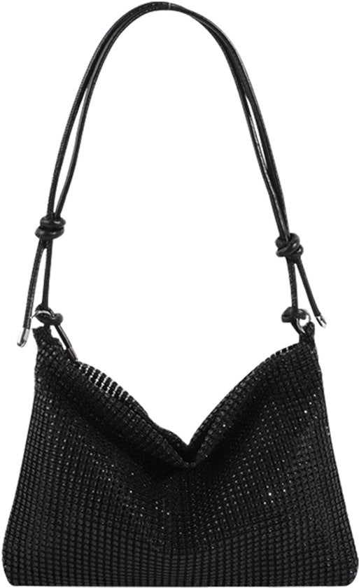 Borsa da Sera con Fisso Raccordo a Spalla, Borsa Crossbody con Raccordo a Spalla per Festa, Prom, Matrimonio, Banquetto (Nero)