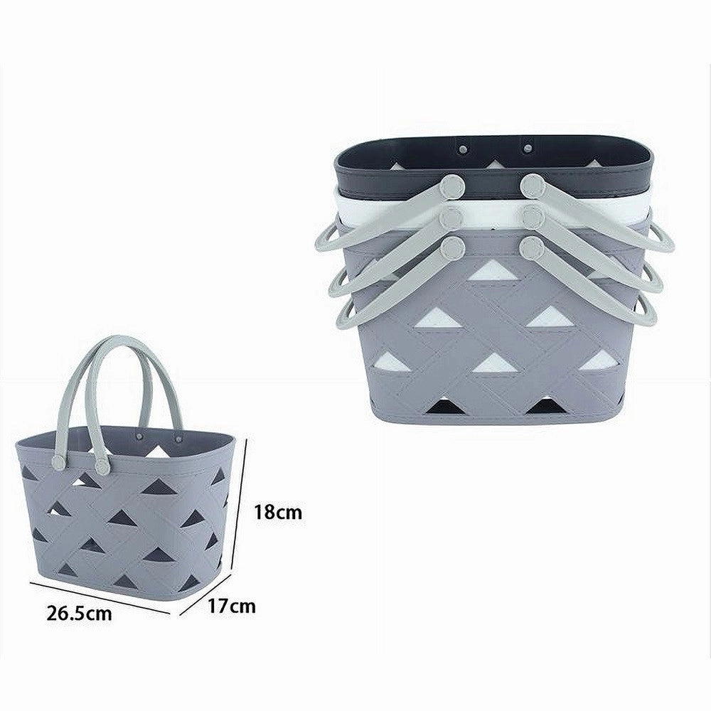 Trade Shop - Cestino Cesto Portatutto Oggetti Con Manici 26.5x18x17cm Multiuso Assortiti 10721 -
