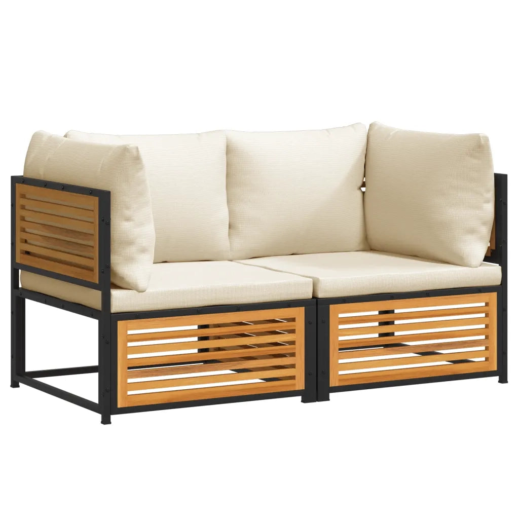 Set Divani da Giardino 2pz | Set Salotto da Giardino con Cuscini Legno Massello di Acacia