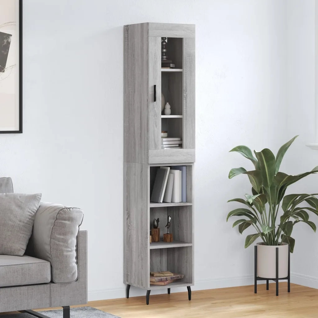Credenza | Madia | Buffet da pranzo | Armadio da pranzo Grigio Sonoma 34,5x34x180 cm in Legno Multistrato
