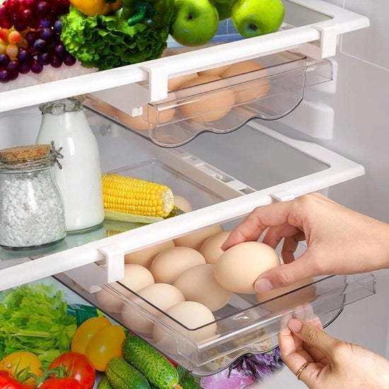 Contenitore per uova trasparente con maniglia per frigorifero e cucina per 21 uova