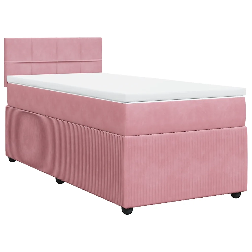 Giroletto a Molle con Materasso Rosa 80x200 cm in Velluto