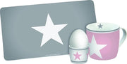 Set da colazione a 3 pezzi - moderno e pratico - rosa/grigio - melamina - 23,5 x 9,5 x 14,5 cm