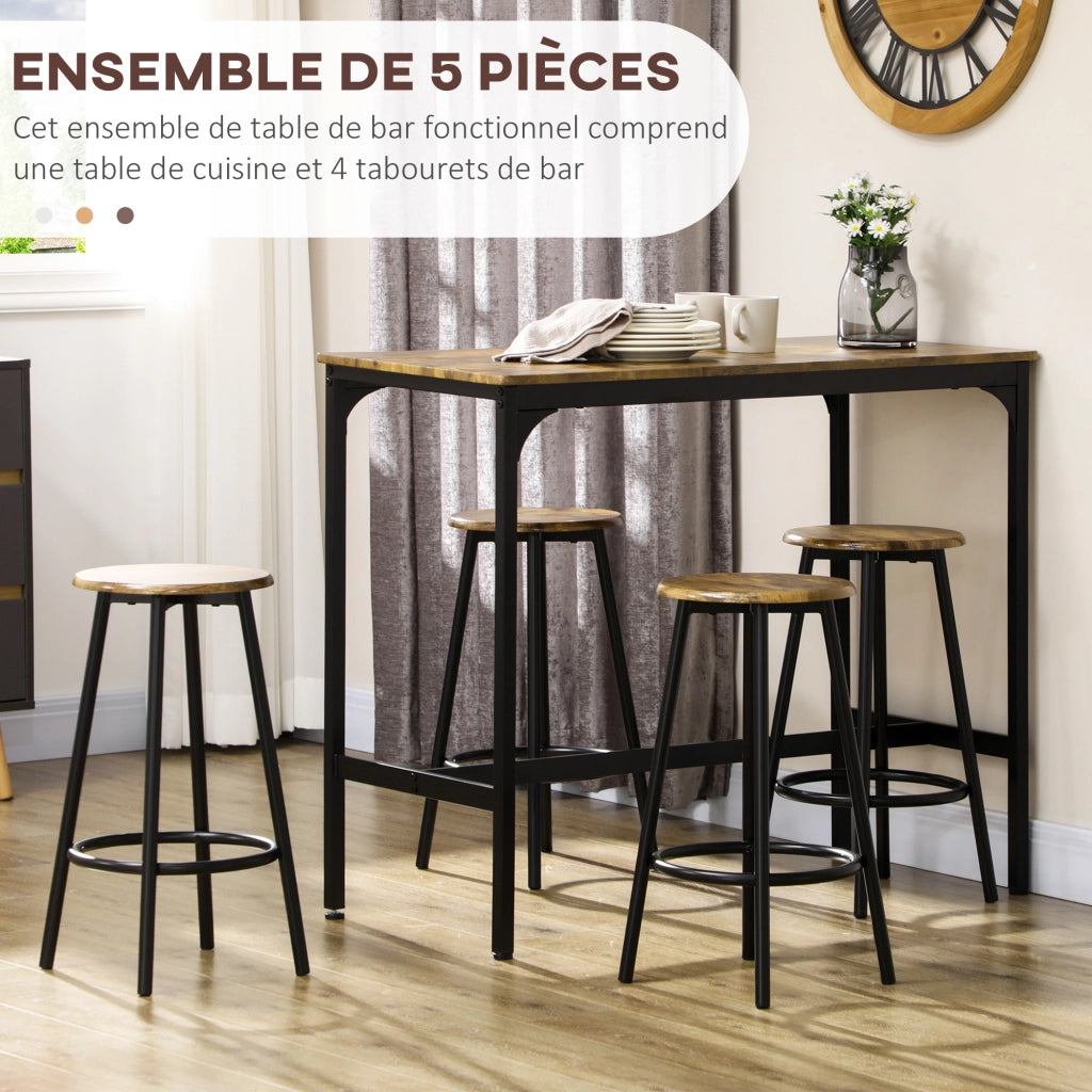 Tavolo da pranzo allungabile con 4 sgabelli ¨C zephmum ¨C Nero, metallo, 90x200