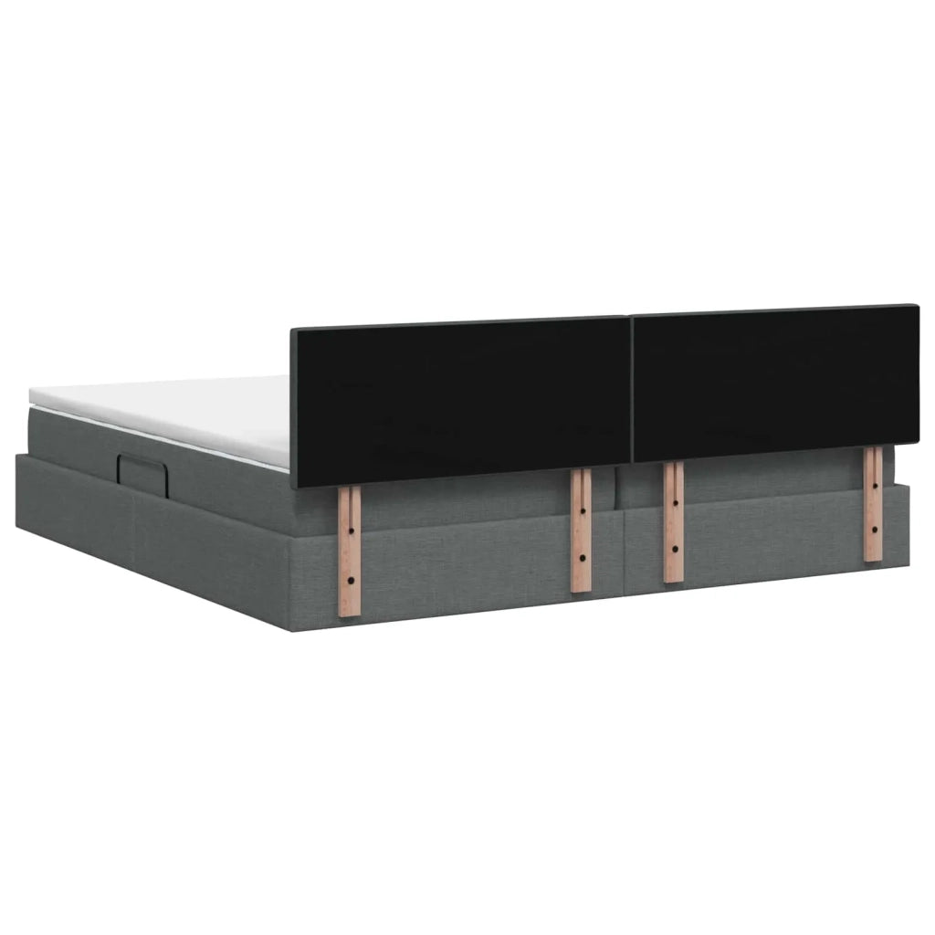 Letto con contenitore e materasso Grigio Scuro 200 x 200 cm 3458644