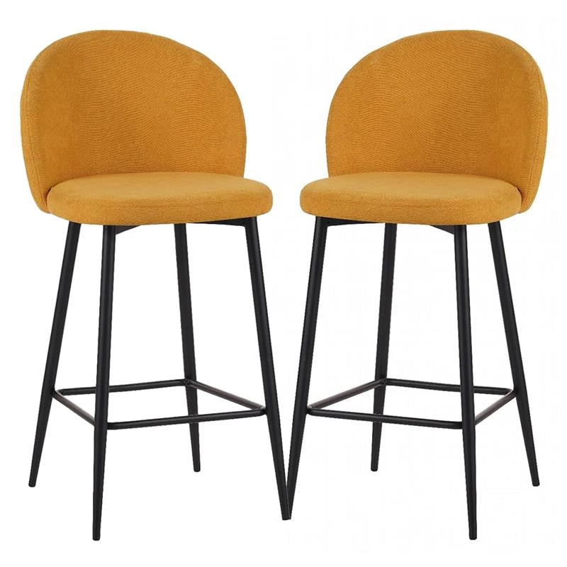 SET 2 SGABELLI MODELLO SHELLY 50X54,5X96,5  COLOR SENAPE IN TESSUTO CON COMODA SEDUTA E GAMBE ALTE COLOR NERO
