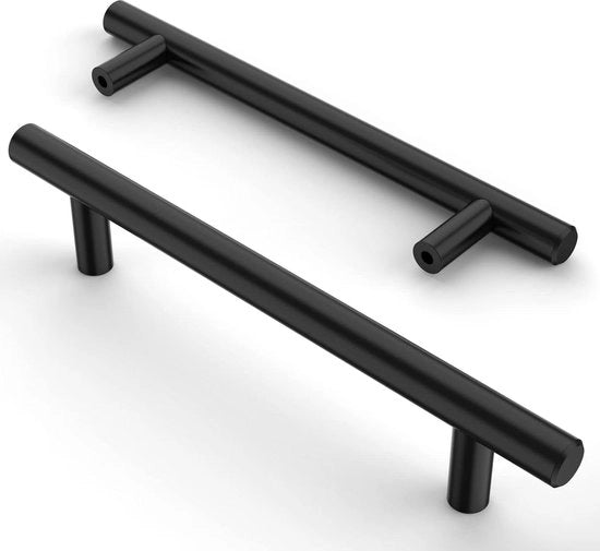 Set di maniglie in acciaio inossidabile nero - confezione da 12 - distanza di apertura 128 mm - maniglie di carico maniglie di apertura