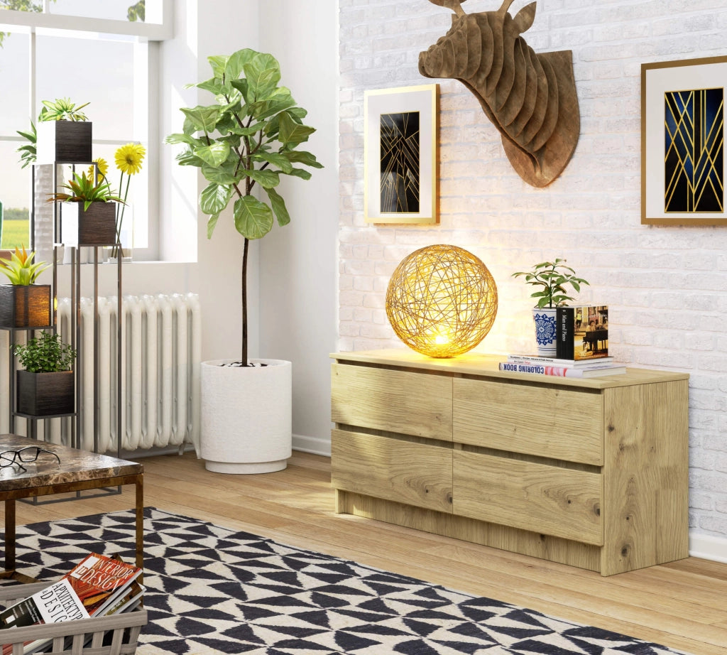 Cassettiera AKORD K120 Quercia Artisan 120 cm 4 cassetti 120x40x55 cm
