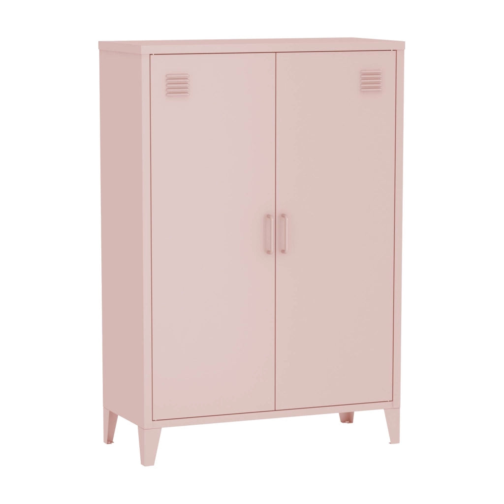 Set di 2 armadietti in metallo, 2 ante, rosa