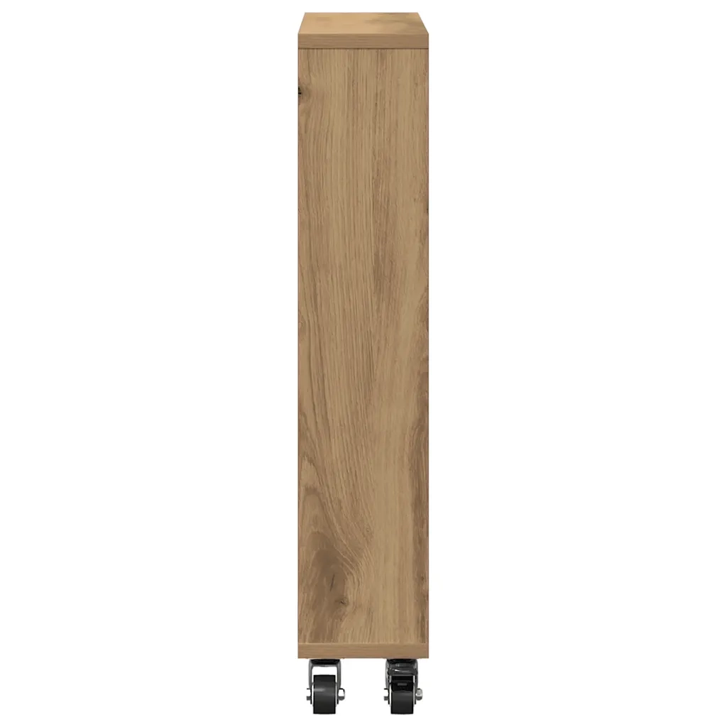 Carrello Stretto Rovere Artigianale 48x13x68 cm in Truciolato