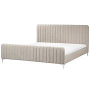 Letto in velluto grigio 180 x 200 cm trapuntato testiera gambe in metallo design moderno