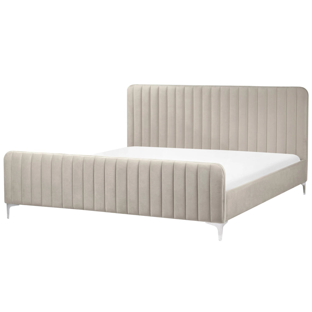 Letto in velluto grigio 180 x 200 cm trapuntato testiera gambe in metallo design moderno