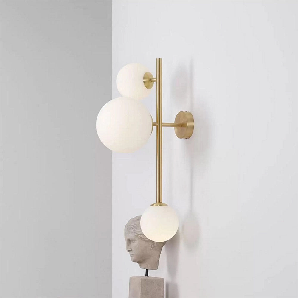 Trade Shop - Applique A Parete Bronzo Metallo Con 3 Sfere Lampada Da Muro Minamalista Attacco G9 Aq57 -