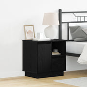 Comodino con LED Nero Rovere 50x34,5x50 cm