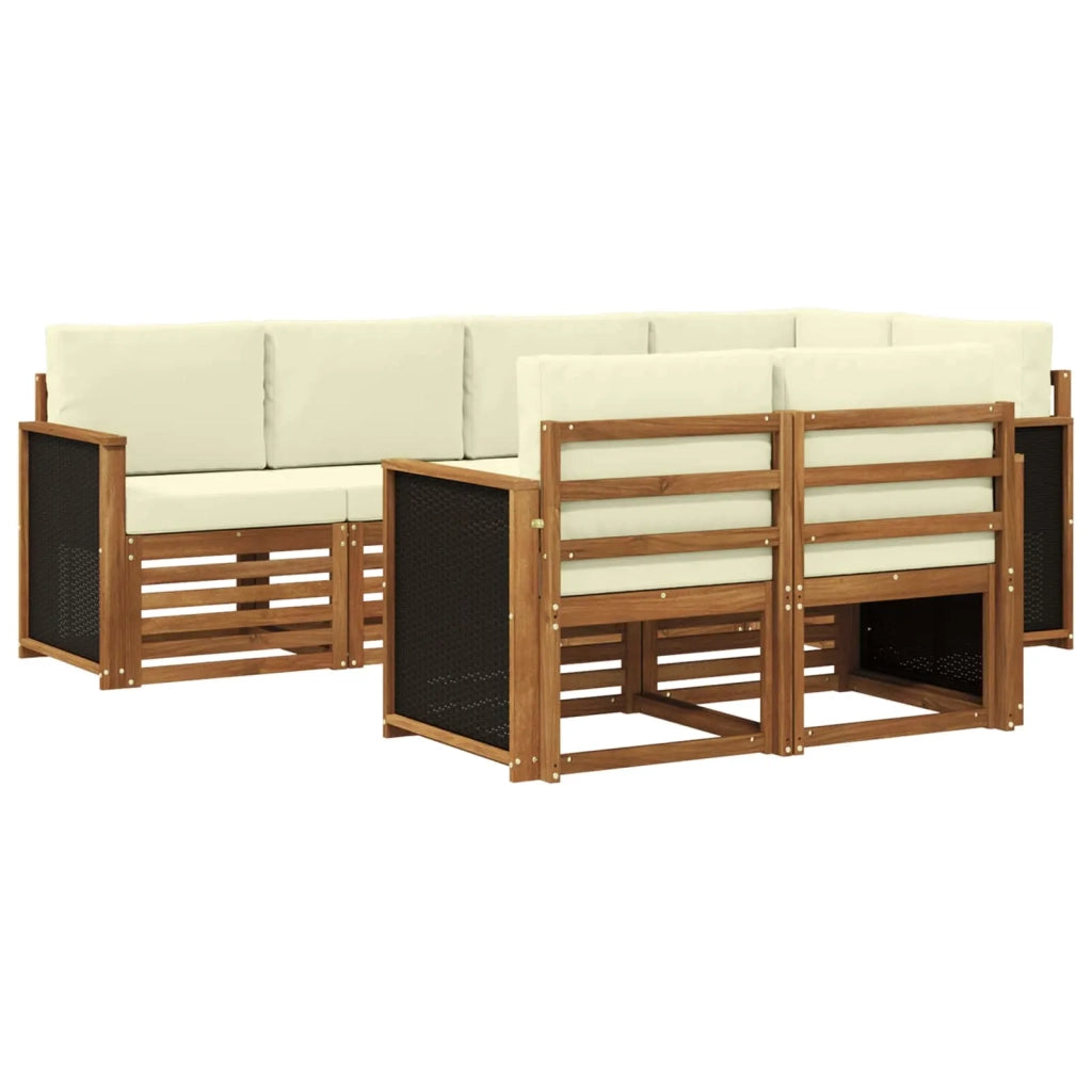 Set divano sezionale con cuscino 6 pcs Naturale e Crema 3384461
