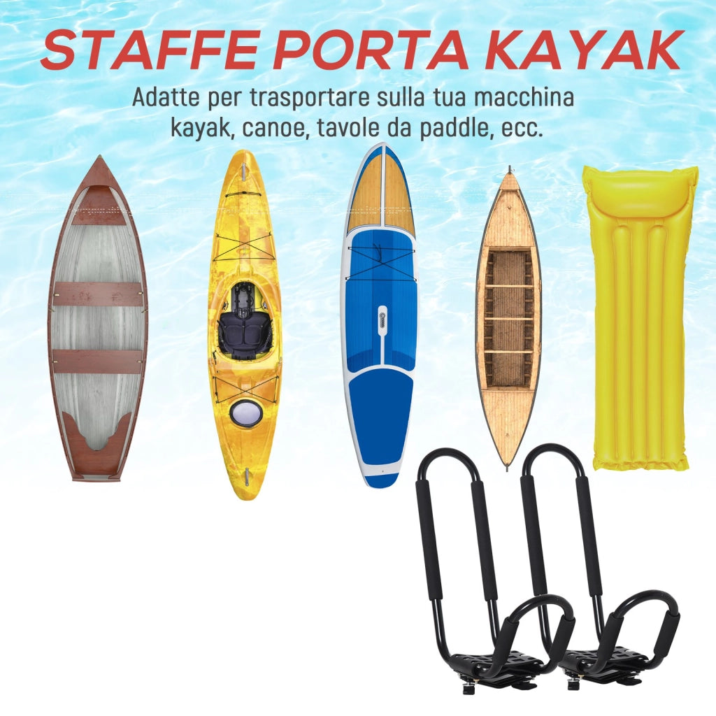 Easycomfort Set 2 Staffe Porta Kayak con Attacco Universale per Portapacchi Adatte per Canoe e Paddleboard, Nero, 46x16.5x47cm