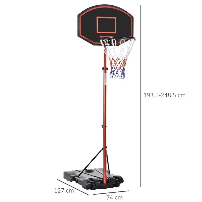 CANESTRO PORTATILE CON ALTEZZA REGOLABILE E BASE RIEMPIBILE 73 X 125 X 220 CM