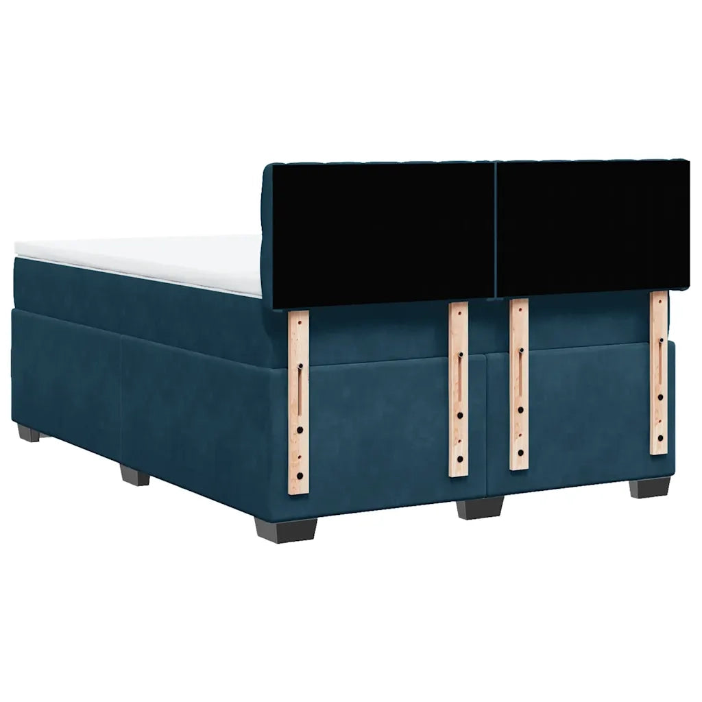 vidaXL Giroletto a Molle con Materasso Blu 140x200 cm in Velluto