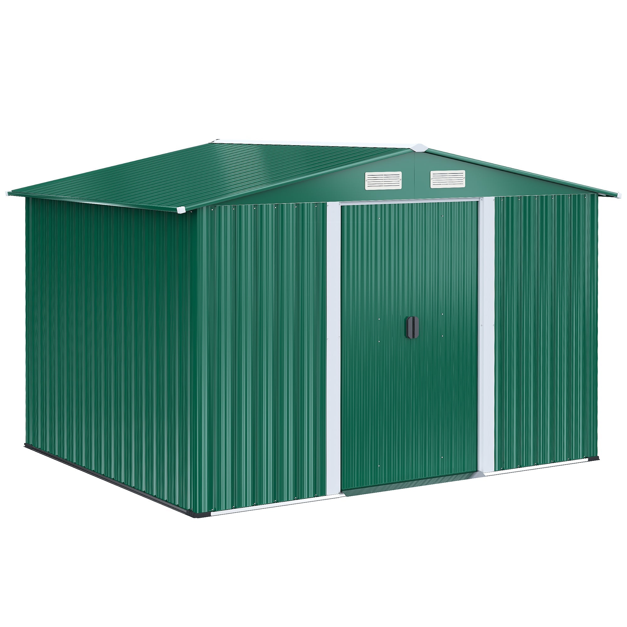 Casetta Box da Giardino in Lamiera Verde 246x192.5x177.5 cm