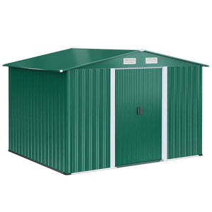 Casetta Box da Giardino in Lamiera Verde 246x192.5x177.5 cm