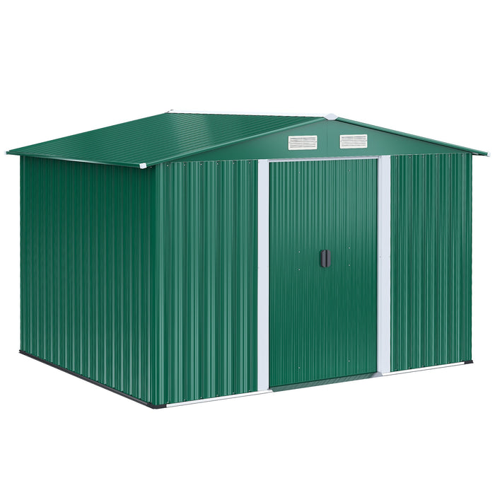 Casetta Box da Giardino in Lamiera Verde 246x192.5x177.5 cm