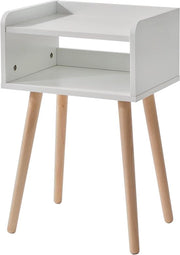 Cassettone da Notte in Legno Massello - Design Scandinavo - Comodino 385 x 29 x 595 cm Bianco (WNS003W)