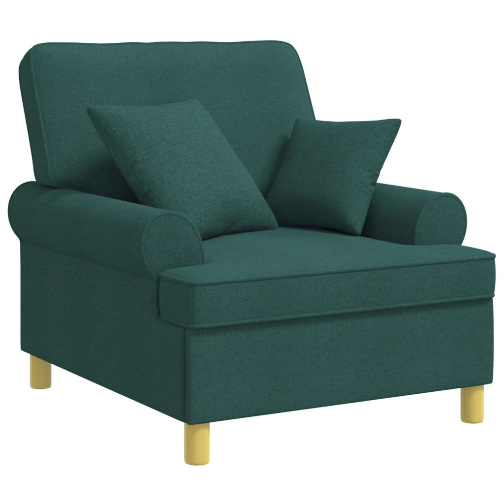 Poltrona XL con Cuscini Verde Scuro Tessuto 42043488
