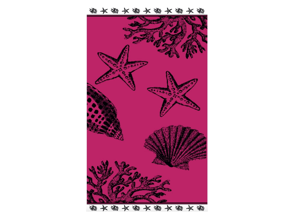 Telo Mare Spiaggia Piscina Jacquard In Spugna Disegno Baleari Fucsia