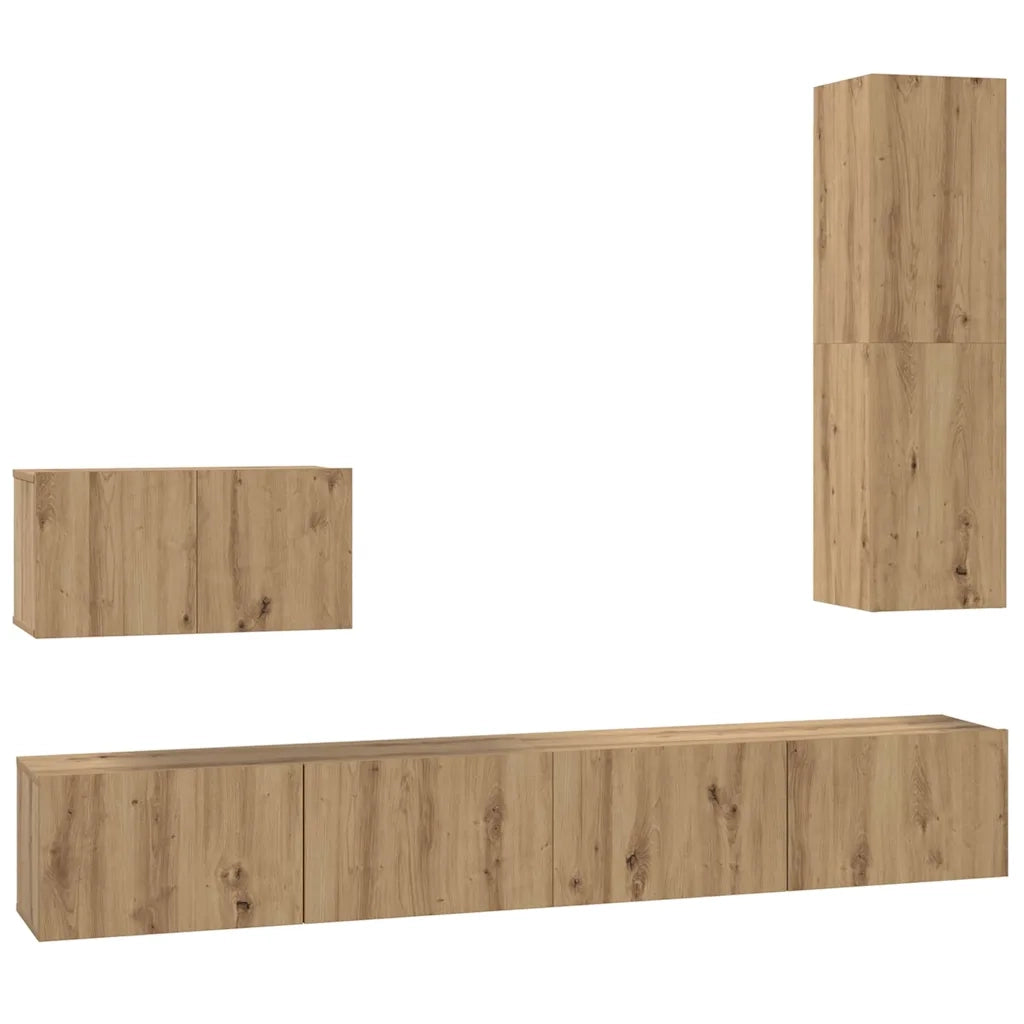 vidaXL Set di mobili TV 4 pcs rovere artigianale 200 x 30 x 30 cm