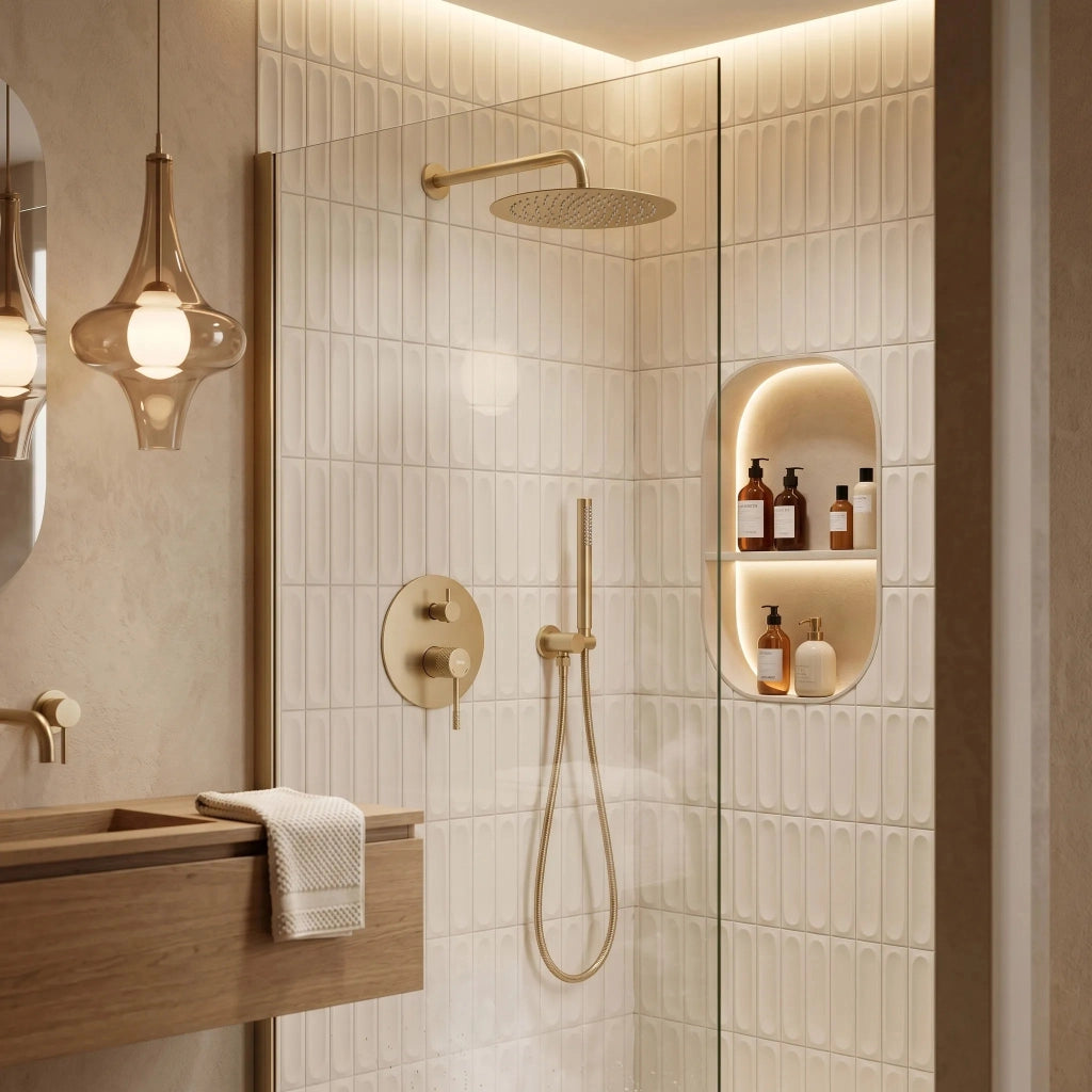 Set Doccia Da Incasso Rea Venti Gold + Box