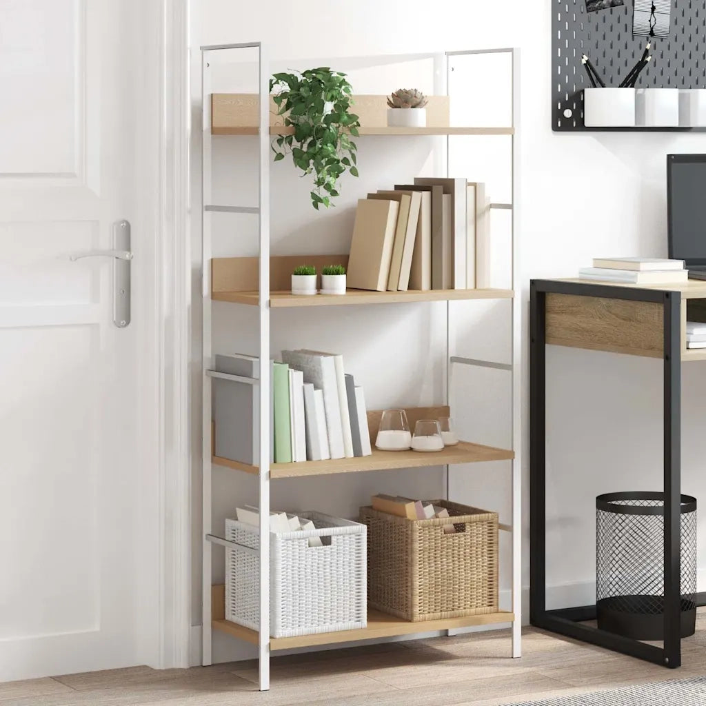 Libreria a 4 Ripiani Rovere 60x27,6x124,5 cm in Truciolato