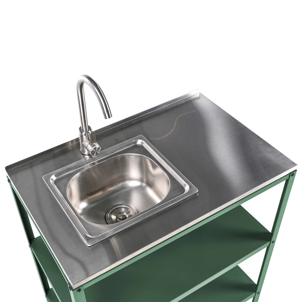 Set di cucina da esterno 2 elementi in acciaio inox verde 2 isole da cucina lavello a leva cucina da esterno