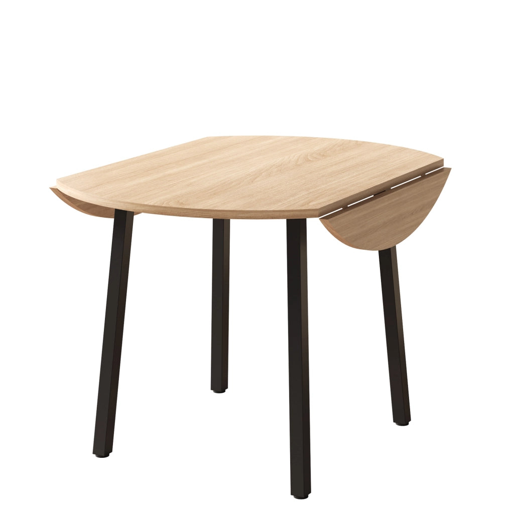 Tavolo da pranzo rotondo pieghevole 100x100 cm; effetto rovere; in MDF