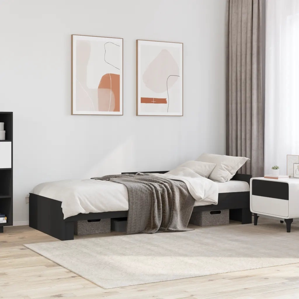 Giroletto-Struttura Letto Nero 75x190 cm in Legno Multistrato 823763