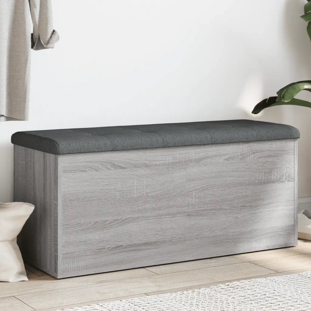 Panca Portaoggetti-Sgabello-Panca con Contenitore Grigio Sonoma 102x42x45 cm Legno Multistrato 992281